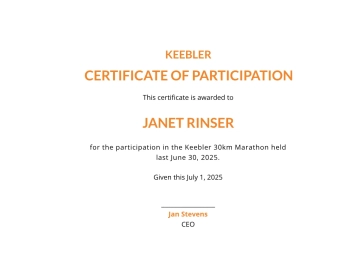 Free Marathon Certificate Template to Edit Online