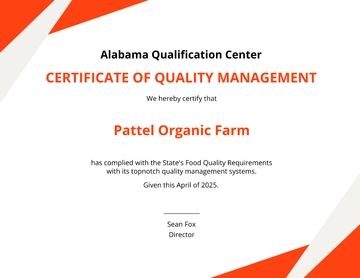 Free Quality Management Certificate Template to Edit Online