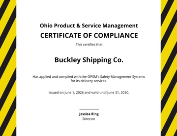 Free Safety Management Certificate Template to Edit Online