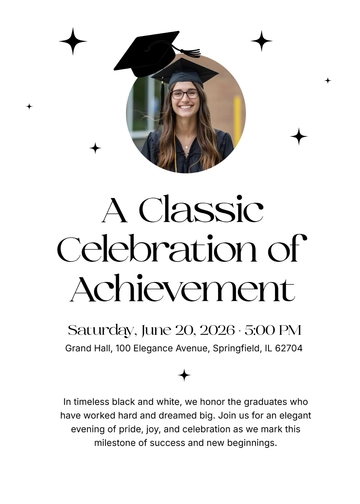 Free Black and White Graduation Party Invitation Template to Edit Online