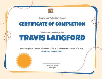 Free Kindergarten Diploma Certificate Template to Edit Online