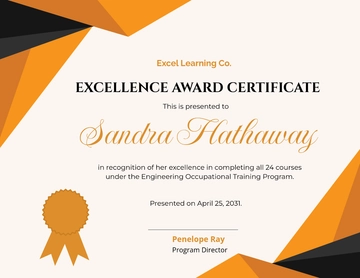 Free Training Excellence Award Certificate Template to Edit Online
