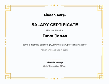 Free Salary Certificate Template to Edit Online