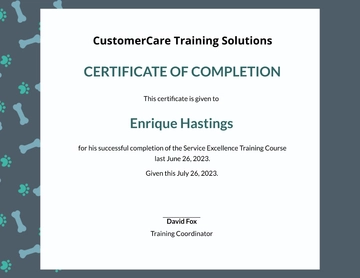 Free Service Training Certificate Template to Edit Online