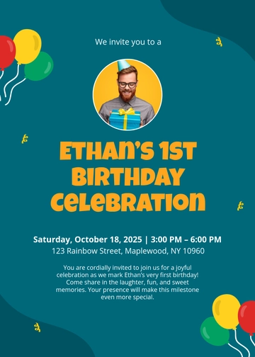 Free 1st Birthday Invitation Template to Edit Online