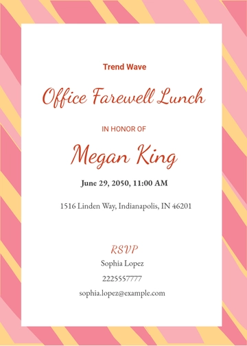 Free Simple Office Farewell Invitation Template to Edit Online