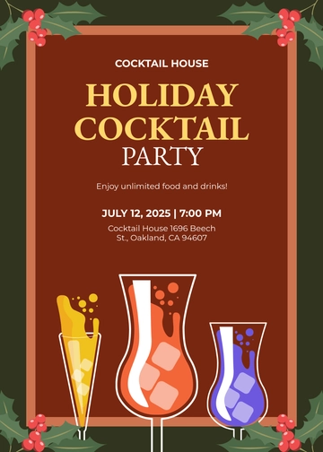 Holiday Cocktail Party Invitation Template - Edit Online & Download
