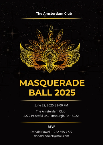 Free Masquerade Ball Invitation Template to Edit Online | Template.net