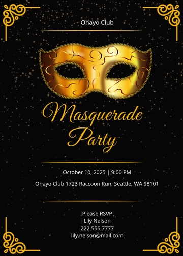 Free Masquerade Party Invitation Template to Edit Online