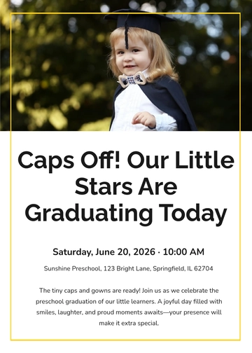 Free Preschool Graduation Invitation Template to Edit Online