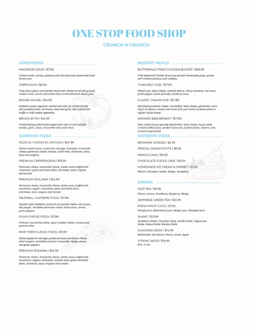 Free Food and Drinks Menu Template to Edit Online