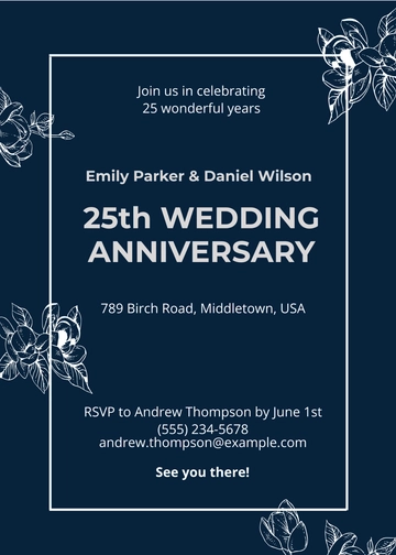 Free 25th Wedding Anniversary Invitation Template to Edit Online