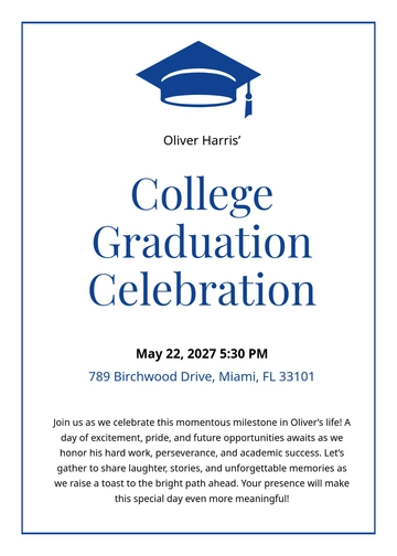 Free College Graduation Invitation Template to Edit Online