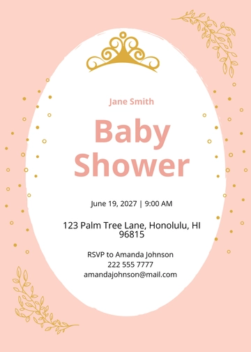Free Princess Baby Shower Invitation Template to Edit Online