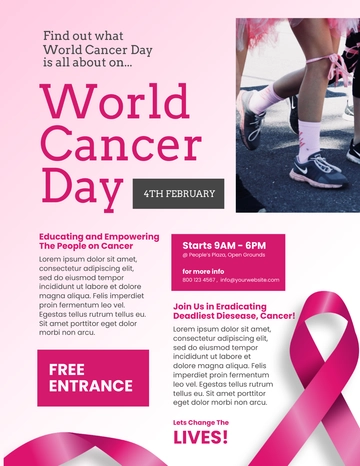 Free World Cancer Day Flyer Template to Edit Online