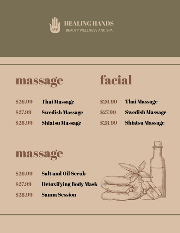 Free Salon Service Menus Template to Edit Online