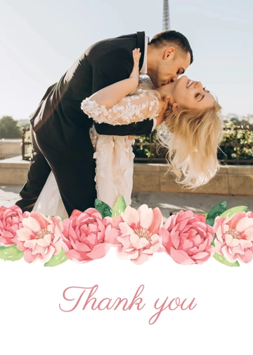 Free Wedding Photo Thank You Card Template to Edit Online