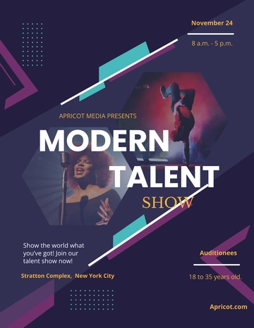 Free Modern Talent Show Flyer Template to Edit Online
