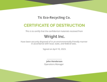 Free Printable Certificate of Destruction Template to Edit Online