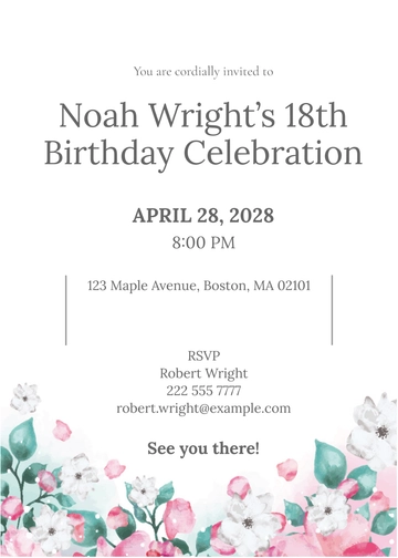 Free 18th Birthday Invitation Card Template to Edit Online