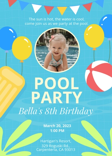 Kids Pool Party Invitation Template - Edit Online & Download