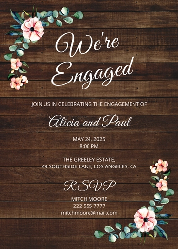 Free Rustic Engagement Invitation Template to Edit Online