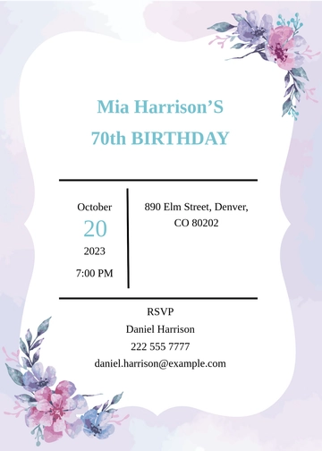 Free 70th Birthday Invitation Template to Edit Online