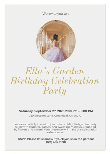 Free Garden Birthday Party Invitation Template to Edit Online