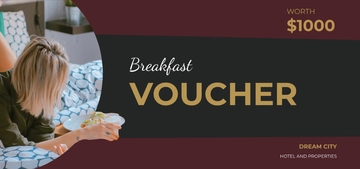 Free Breakfast in Bed Hotel Voucher Template to Edit Online