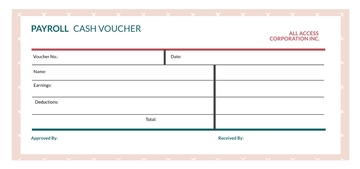 Free Aesthetic Payroll Cash Voucher Template to Edit Online