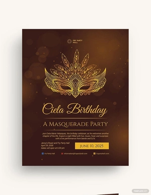 Masquerade Birthday Party Flyer Template