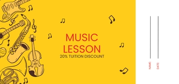 Free Music Lesson Voucher Template to Edit Online