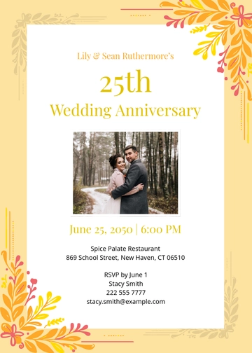 25th Wedding Anniversary Invitations Template - Edit Online & Download