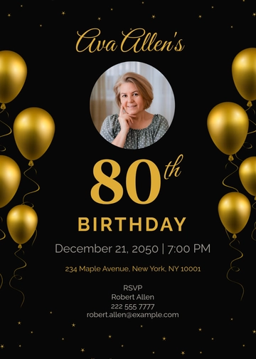 80th Birthday Invitation Template - Edit Online & Download