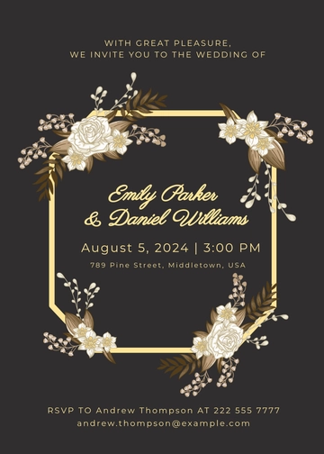 Free Gold Wedding Invitation Template to Edit Online