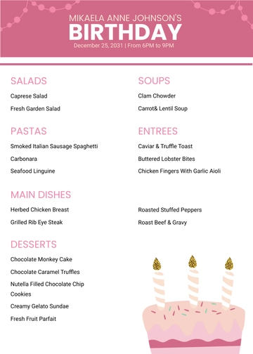 Free Birthday Table Tent Menu Template to Edit Online