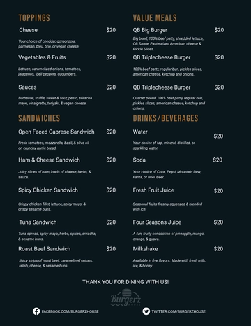 Free Burger Flyer Menu Template to Edit Online