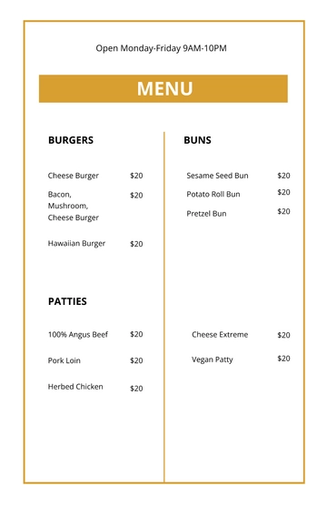 Free Burger Poster Menu Template to Edit Online