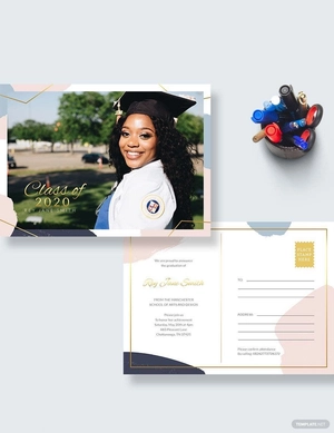 Graduation Announcement Postcard Template