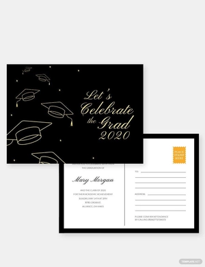 Graduation Invitation Postcard Template