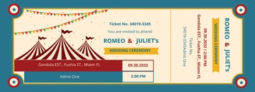 Free Carnival Wedding Ticket Template to Edit Online