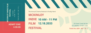 Free Cinema Event Ticket Template to Edit Online