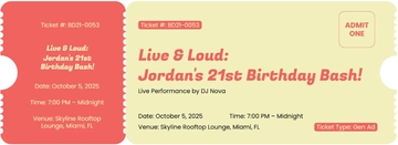 Free Concert Birthday Ticket Template to Edit Online