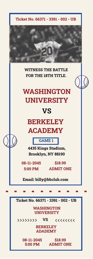 Free Baseball Invitation Ticket Template to Edit Online