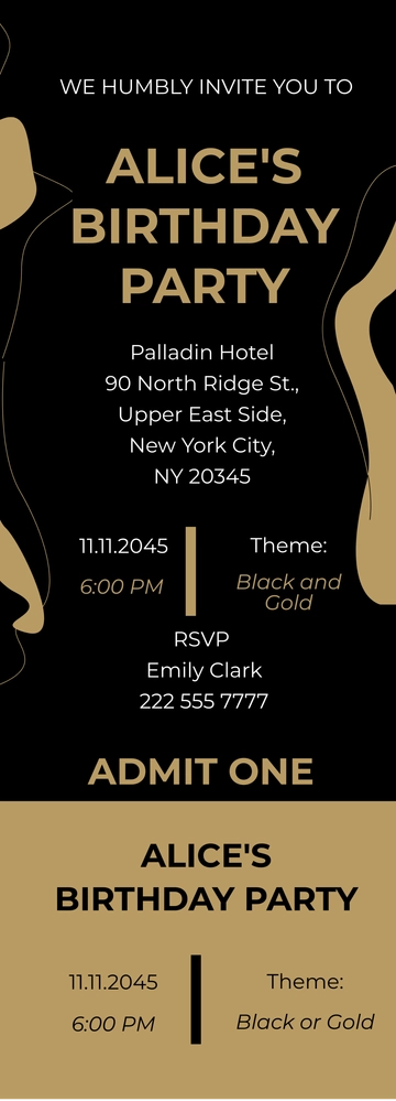 Free Birthday Invitation Ticket Template to Edit Online