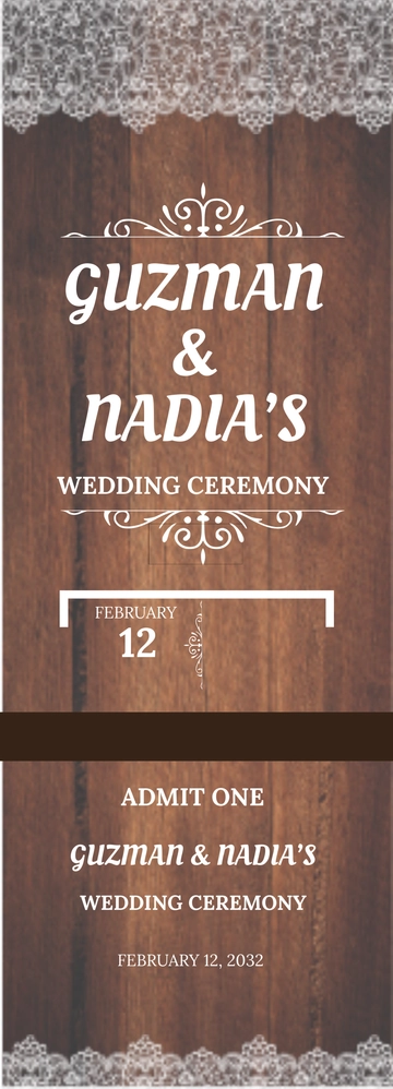 Free Rustic Wedding Ticket Template to Edit Online