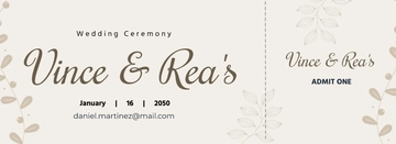 Free Simple Wedding Ticket Template to Edit Online