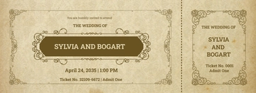 Free Vintage Wedding Ticket Template to Edit Online