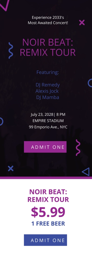 Free Concert Invitation Ticket Template to Edit Online