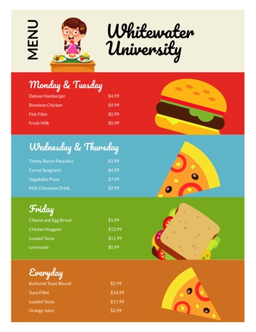 Free Canteen Cafeteria School Menu Template to Edit Online